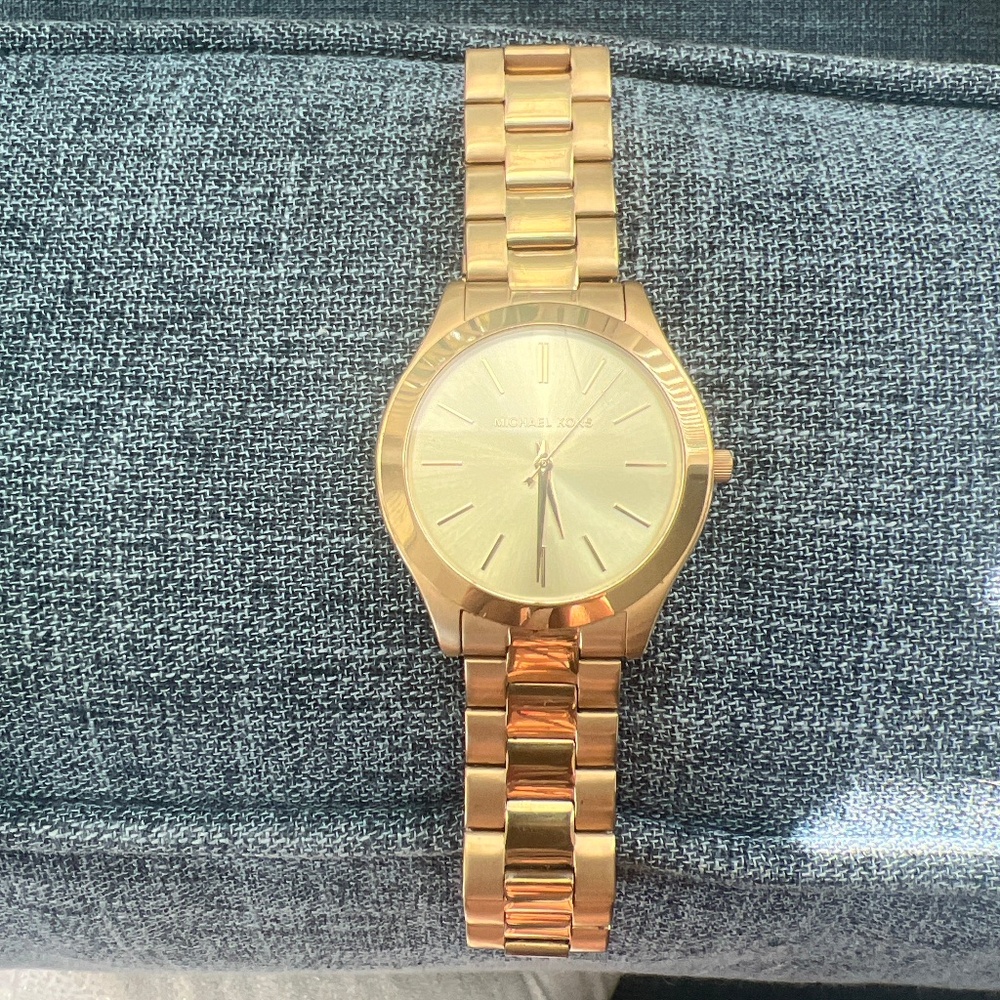 Micheal Kors Slim Runway gold tone watch